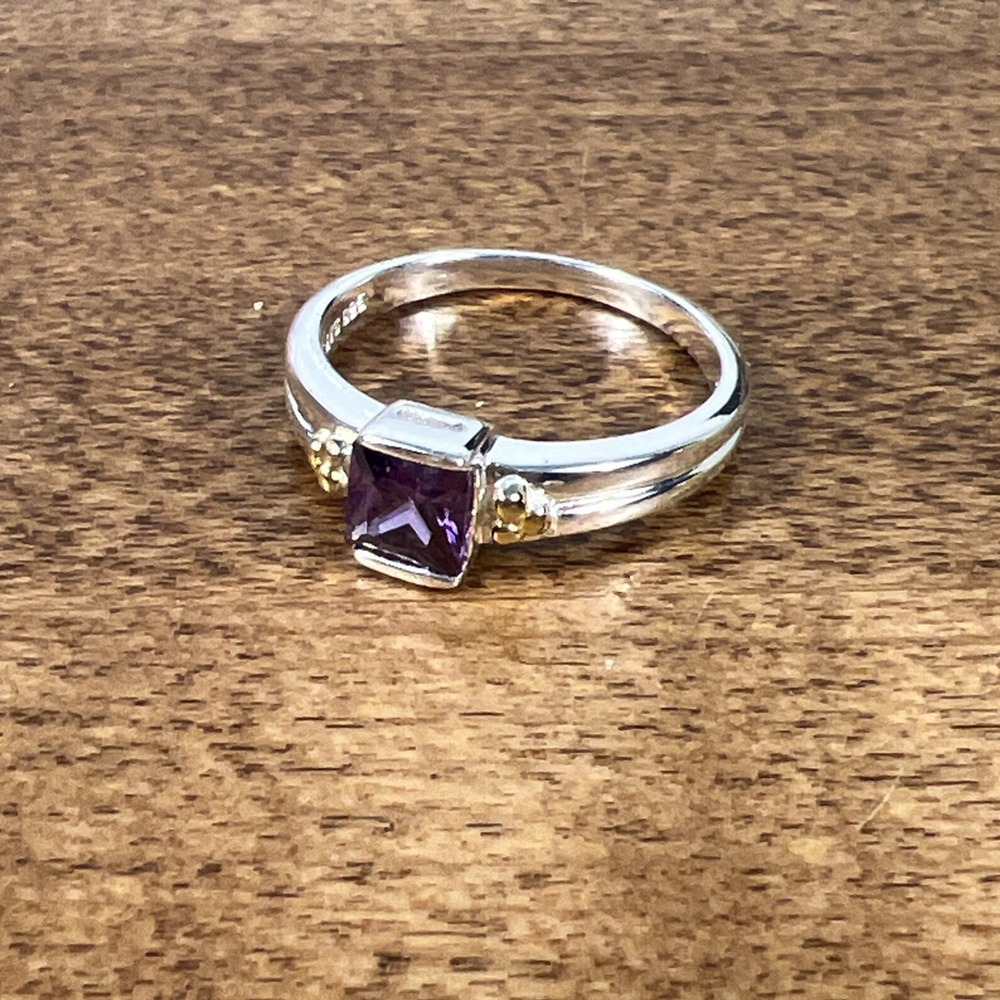 STS Sterling Silver 925‎ & Natural Amethyst Gemstone Ring Size 7